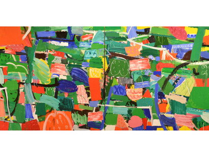 Toru Hamada, T-13-82, 2013, oil on canvas, 200 x 400 cm (2 panels)

