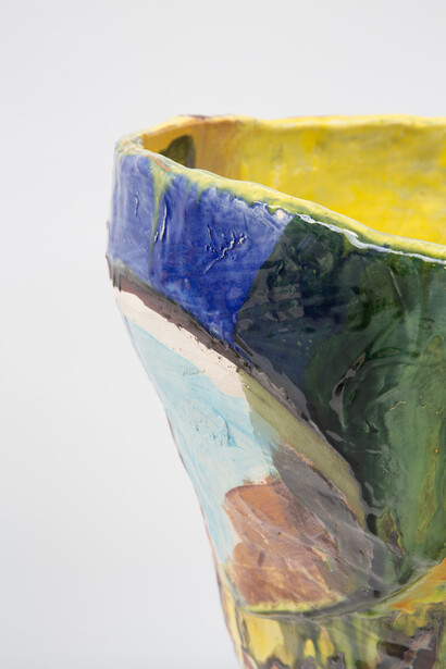 Roger Herman, Untitled 12 (Yellow, Blue, Green), detail, Ceramic, Glaze, H66 D53.3 cm / H26 D21 in, Unique, Courtesy Carpenters Workshop Gallery