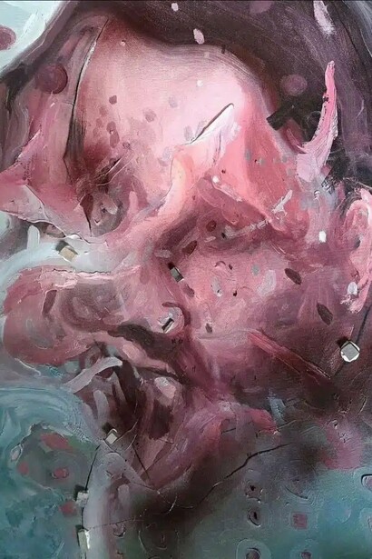 Philippe Farhat,
Autoportrait (detail), Mixed media on canvas, 29.5" x 23.5". Courtesy of the artist and Agora Gallery