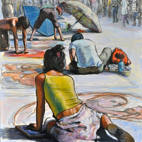 Oscar Piovosi, Ground 21.03, 2017, acrilico su tela, cm. 120x100.