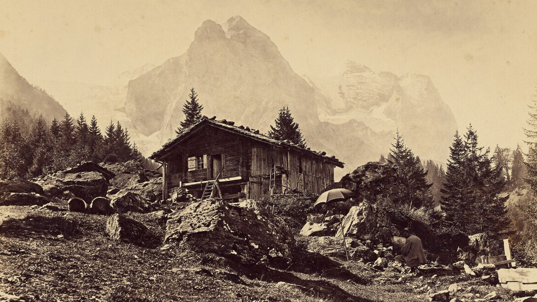 Jacques Alexandre Ferrier, Wellhorn and Wetterhorn, left of the Rosenlaui Glacier, 1865. Courtesy of J. Paul Getty Museum 