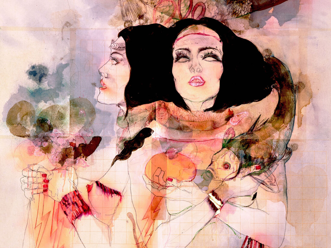 Elena Monzo, Abissi, 2016. Tecnica mista su tela, 150 x 100 cm. Courtesy of Gilda Contemporary Art