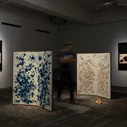 Bosco Sodi, Scroll paintings, exhibition view. Courtesy of Axel Vervoordt Gallery