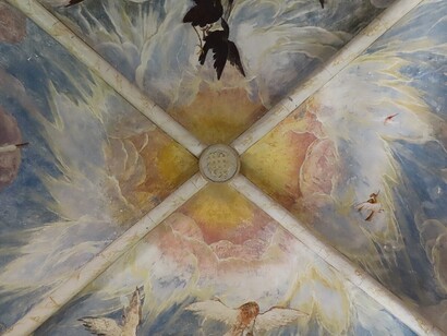 Sala dell'Aurora del castello di Torrechiara, Langhirano, Parma, Italia. Foto di Parma1983. Dettaglio volta