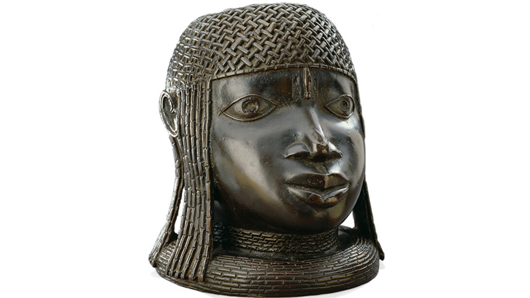 Commemorative Head of an Oba, Nigeria, Benin Kingdom, 16th century. Brass, height: 9 1/8 inches. Purchase: William Rockhill Nelson Trust through the generosity of Donald J. and Adele C. Hall, Mr. and Mrs. Herman Robert Sutherland, and an anonymous donor; The Nelson Gallery Foundation; and the exchange of a Trust property, 87-7.