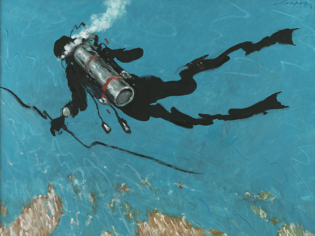 Julio Larraz, La Pesca de la Langosta, 2011, Oil on Canvas, 60 x 72 in