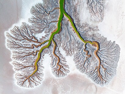 Ignacio Medem “The exhausted lungs of earth”  che vince nella categoria Abstract: l’immagine immortala dall’alto il bacino del fiume Colorado, dove alla cattiva gestione si sono aggiunti grandi periodi di siccità