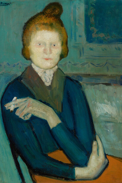 Pablo Picasso. Young Woman Holding a Cigarette (Jeune femme tenant une cigarette), 1901. BF318. © 2014 Estate of Pablo Picasso / Artists Rights Society (ARS), New York. Photo © 2017 The Barnes Foundation