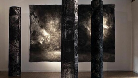 The Prayer of Peace II-A, Japanese Paper, Sumi Ink, 206cm x 40cm, 210cm x 40cm, 218cm x 40cm, 2011