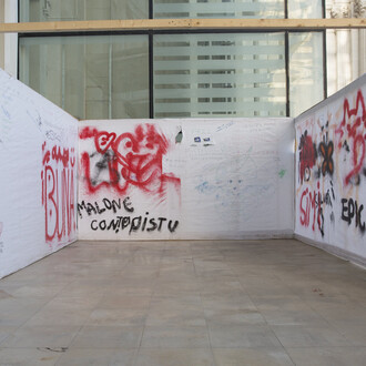 Mischa Kuball, If walls could tell, exhibition view. Courtesy of National Museum of Contemporary Art