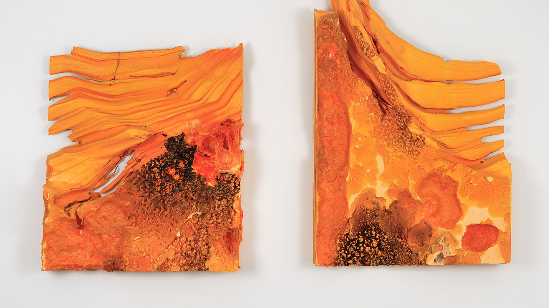 Anita Molinero, Sans titre, 1, 2009, de la série des crouuutes, Polystyrène extrudé, 59 x 70 x 10 cm, Pièce unique, Certificat d'authenticité, Photo © Rebecca Fanuele, N° Inv. AM/09/014 & Sans titre, 2, 2009, de la série des crouuutes, Polystyrène extrudé, 90 x 59 x 12 cm, Pièce unique, Certificat d'authenticité, Photo © Rebecca Fanuele