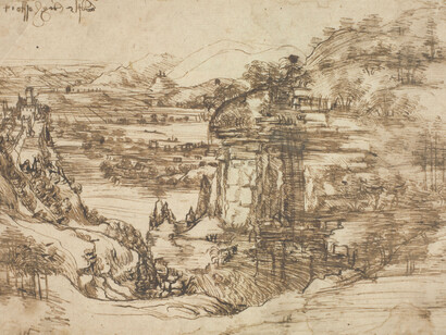 Leonardo da Vinci, Paesaggio, Gabinetto Disegni e Stampe Uffizi, Inv. GDSU n. 8 P