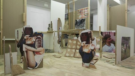 Erik van Lieshout, House of Guilt, colour copies on wood, glass and mixed media, 271 x 252 x 356 cm - 106 3/4 x 99 1/4 x 140 1/8 inches, 2013-14, © the artist, courtesy Maureen Paley, London