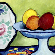 August Macke, Stillleben mit Apfelschale und japanischem Fächer, 1912