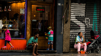 A homeless family on Augusta Street in São Paulo, Brazil, highlighting the realities of urban poverty and social inequality in the Global South