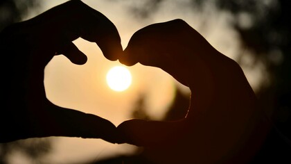 A healing heart at sunset 