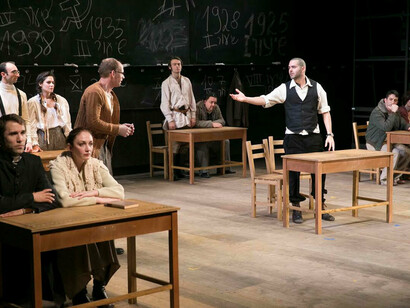 A moment from the play "Our Class" at the Cameri Theater in Tel Aviv