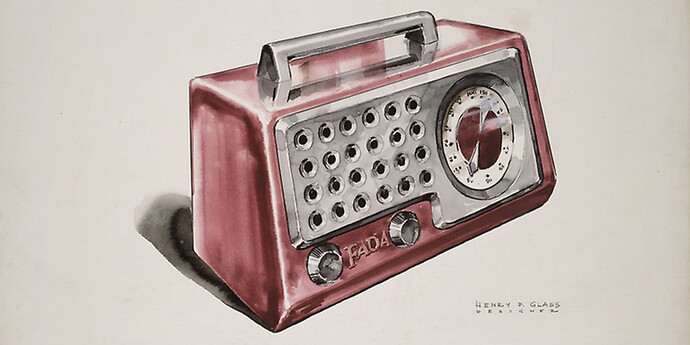 Henry P. Glass, American, born Austria, 1911–2003, Fada Radio Design, Red Radio: Presentation Drawing, 1946