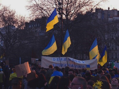 Demonstration in Paris, France against the invasion of Ukraine by Russia in march 2021