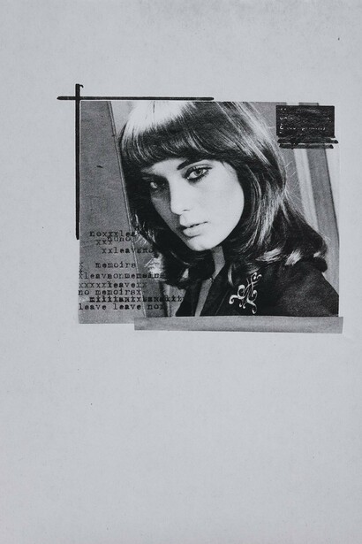 Astrid Klein,
Untitled (leave no memories...), detail, 1979,
Photowork,
176.5 × 126 cm,
69 1/2 × 49 5/8 inches,
188 × 137 × 5 cm (framed),
74 × 54 × 2 inches (framed),
Edition 1/3 + 1 AP
© Astrid Klein.
Courtesy the artist and Sprüth Magers.
Photo: Timo Ohler
