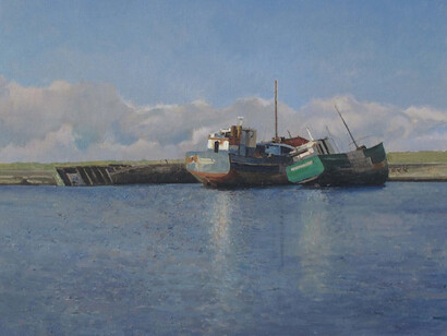 Xavier Rodés, Camaret sur mer, 2014, Oil on Canvas,  23½"  x 28¾"