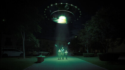 A digital artwork depicting the UFO sightings by the commoners