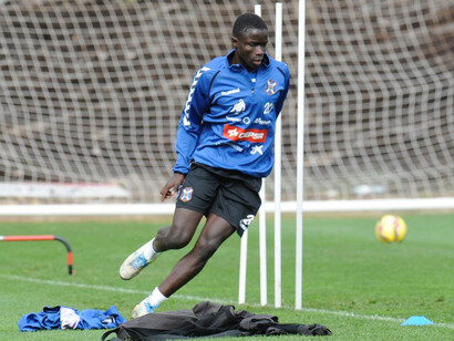 Diop en un entrenamiento del C.D. Tenerife