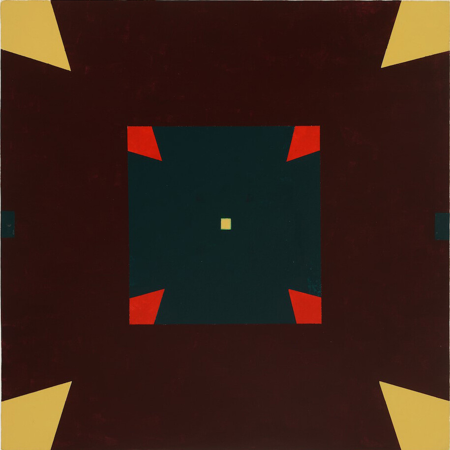 Mary Judge, Thēsauros, 2014, flashe on linen mounted on board, 18.75 x 18.25 inches
