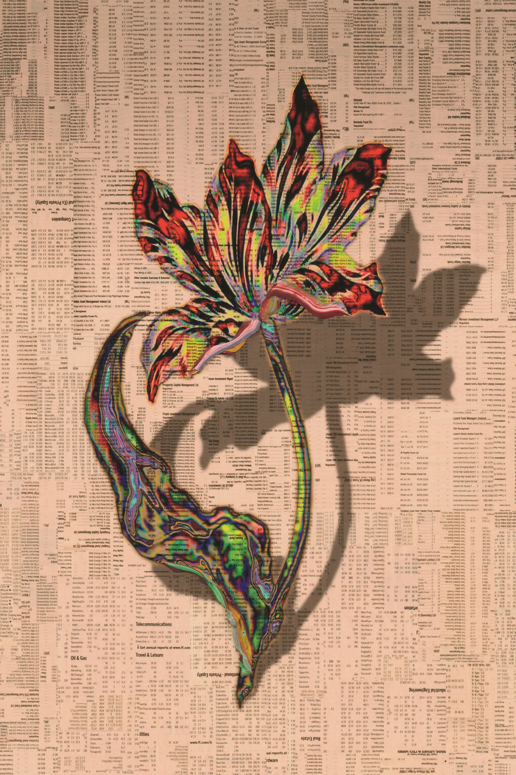 Gordon Cheung, Tulipmania 12, 2012, A series of 12 archival inkjet prints with hand painting, Paper 61.5 x 50.9cm / Image 50.8 x 40.6 cm, Edition of 20, Courtesy Gordon Cheung and Alan Cristea Gallery, London