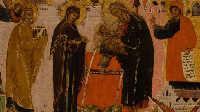 The meeting of the lord (detail), 1620–1630s. Moscow. Courtesy of the New Tretyakov Gallery