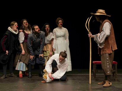 Reparto del montaje de "Pedro de Urdemalas" por la Joven Compañía Nacional de Teatro Clásico