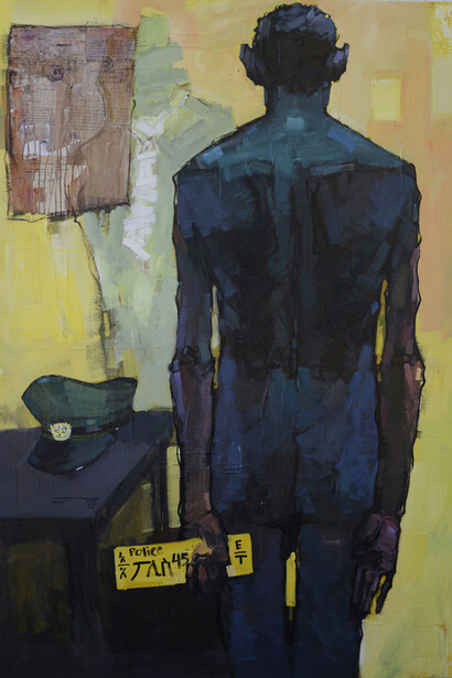 Dawit Abebe, No. 2 Background 11, acrylic and collage on canvas, 140 x 200 cm
