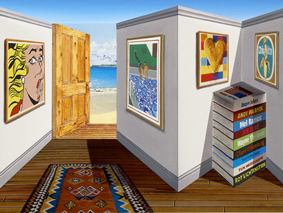 Patrick Hughes, Popular, 2014, Hand-painted multiple with archival inkjet, 45 x 100 x 17 cm