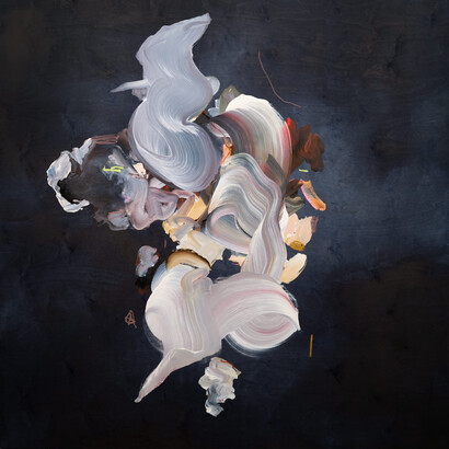 Janna Watson, Back Paddles to the Backside of My Own Mind, 2023, acrylic, gouache, oil pastel and ink on birch panel, 60x60 inches (Watson's work may be oriented in any direction). Courtesy of Kenise Barnes Fine Art, Kent, CT
