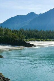 Sandy beaches at Rugged Point Marine Provincial Park on the west coast of Vancouver Island, British Columbia, Canada