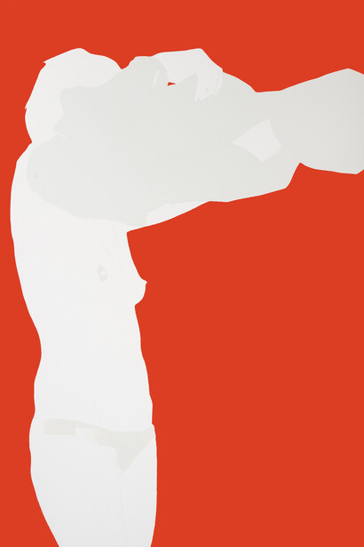 Natasha Law, Head in the Clouds, 2013, Gloss paint on paper, 44 x 30 in / 113 x 77 cm, courtesy of Eleven, London