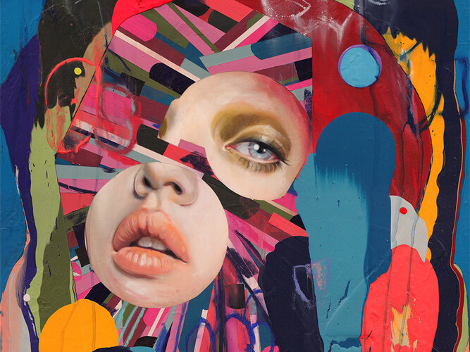 Erik Jones Sea-Fingers, 16x16 inch, 41x41cm. Watercolor, colored pencil, water-soluble wax pastel, acrylic on Rives bfk paper mounted to panel