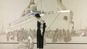 Ilustración, barco en el puerto, José Carlos de Brito e Cuhna