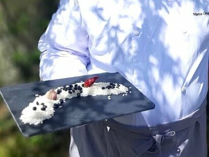 Chef Bonea with ingredients 