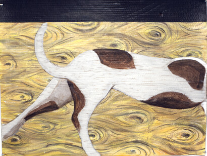 Le chien, collage sur carton, 61 x 77 cm, 2014 
