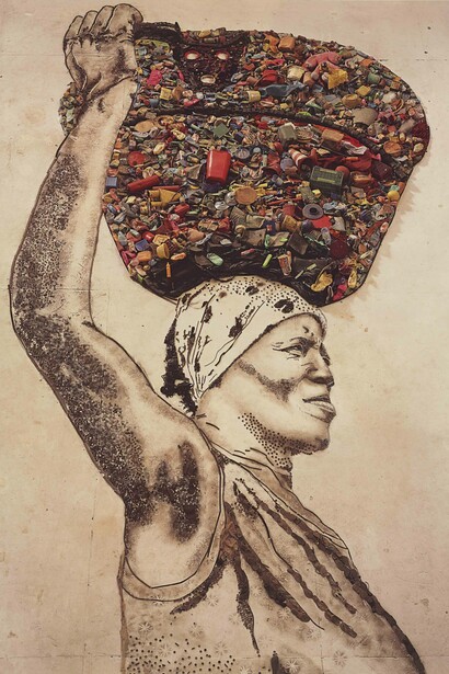 Vik Muniz. "The bearer" from "Pictures of garbage", 2008 