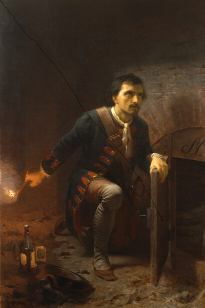 Andrea Gastaldi, Pietro Micca (Pietro Micca nel punto di dar fuoco alla mina volge a Dio e alla Patria i suoi ultimi pensieri), 1858. Courtesy of Palazzo Madama