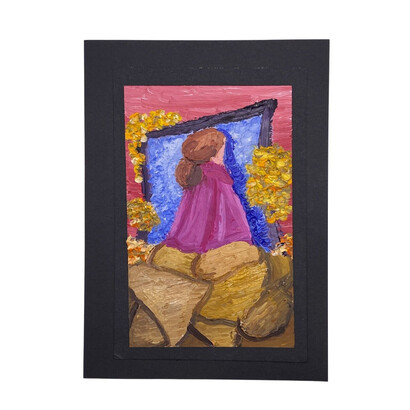 Ariel Navarrete, Bloom, 2023, Oil on paper, 6 × 4 in. Courtesy of Fountain House Gallery