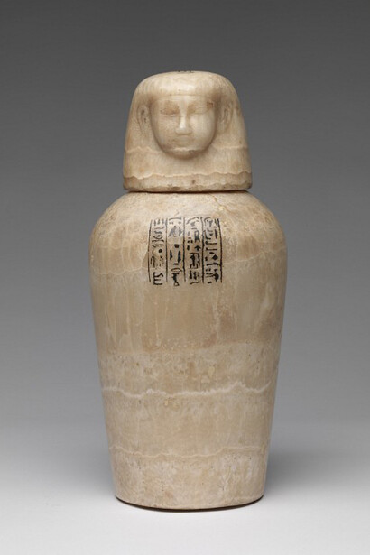 Unknown artist, Egyptian, Canopic Jar of Ramose, 664-343 BCE, Travertine (Egyptian alabaster) Height: 38.7 cm (15 1/4 inches)
Bequest of Lyra Brown Nickerson 16.194