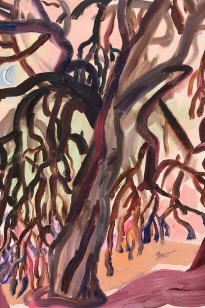 Allison Schulnik, Birthday mesquite, fingernail moon, 2024. Courtesy of The Pit