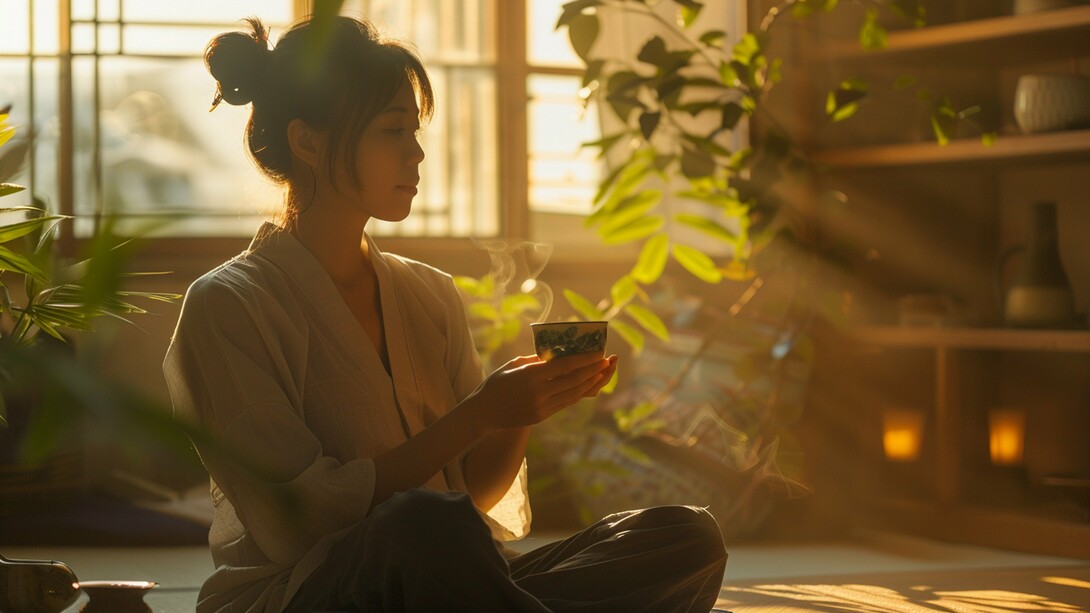 A woman sitting serenely as she disconnects from the bustle of life, representing the need to reclaim your peace in the middle of the hustle