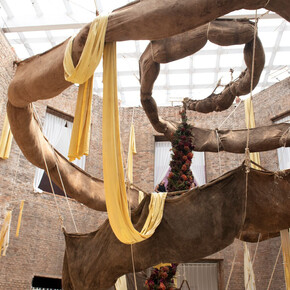 Dan Lie, Dejar ir, vista de exhibición. Cortesía de Pinacoteca