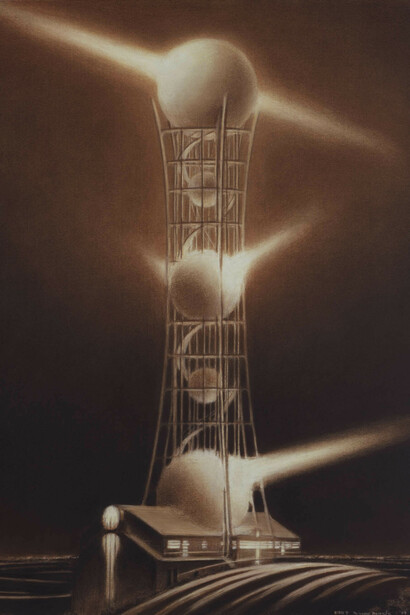 Minoru Nomata, Far Sights-7 (detail), 2009. Conté crayon, charcoal, and pastel on paper (BB Kent), 72.8 x 51.5 cm| 28 11/16 x 20 1/4 in.© the artist. Courtesy White Cube