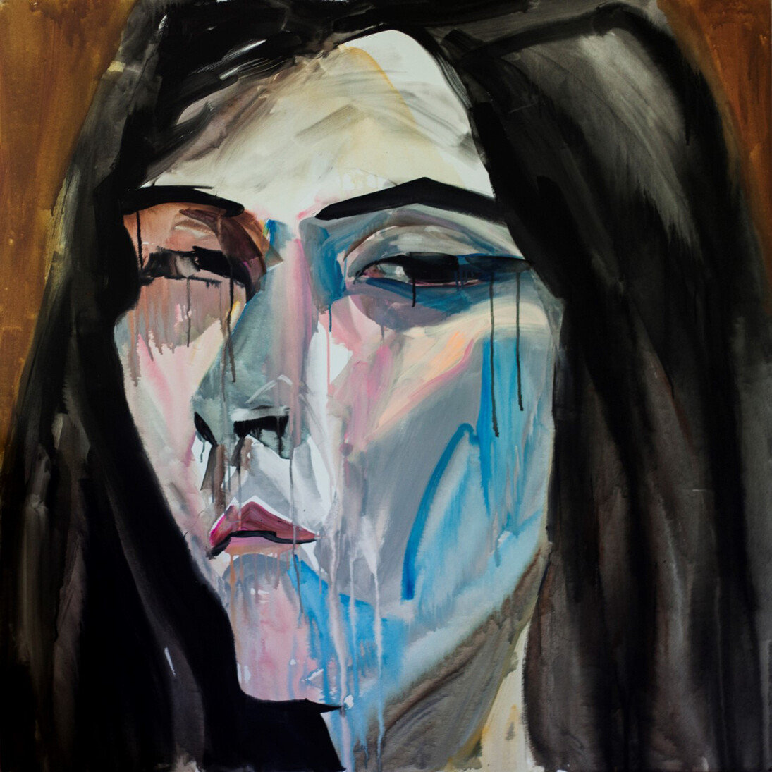 Hulda Guzmán, "I Said Not On The Face", acrylic on canvas, 48" x 48", 2014