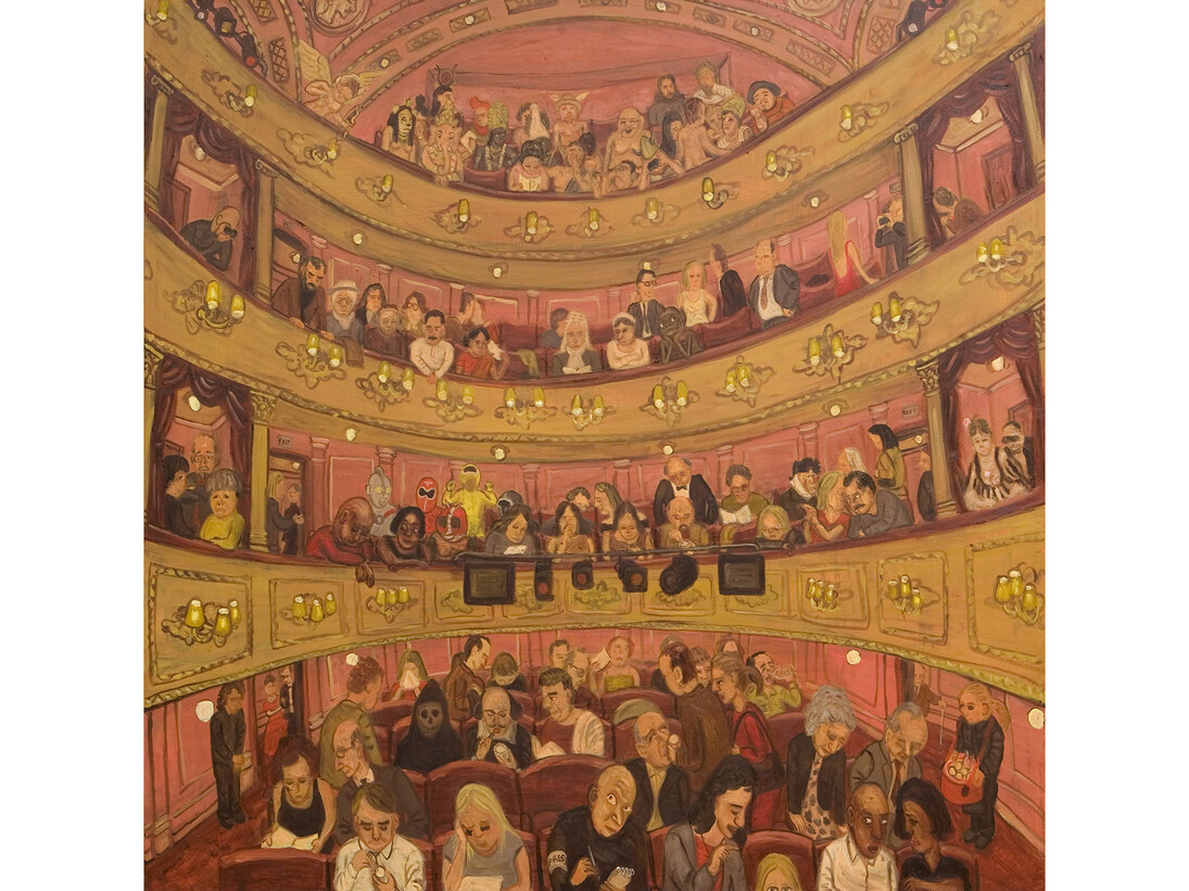 Jiro Osuga, Theatre, 2008, Oil on canvas, 58 3/4 x 58 3/4 in, Image courtesy of Flowers Gallery, London and New York